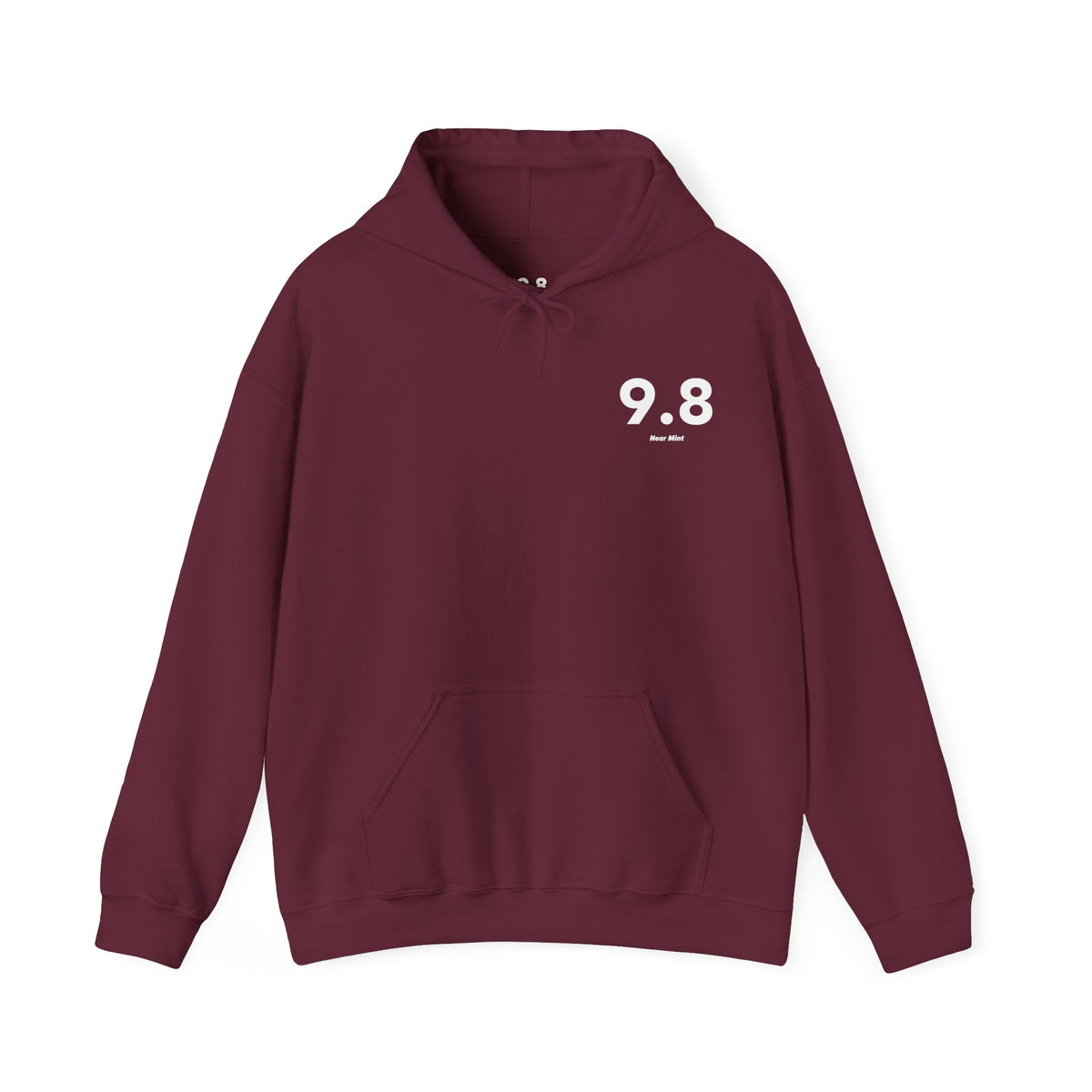 9.8 Near Mint - Unisex Hoodie - Left Chest - White Text