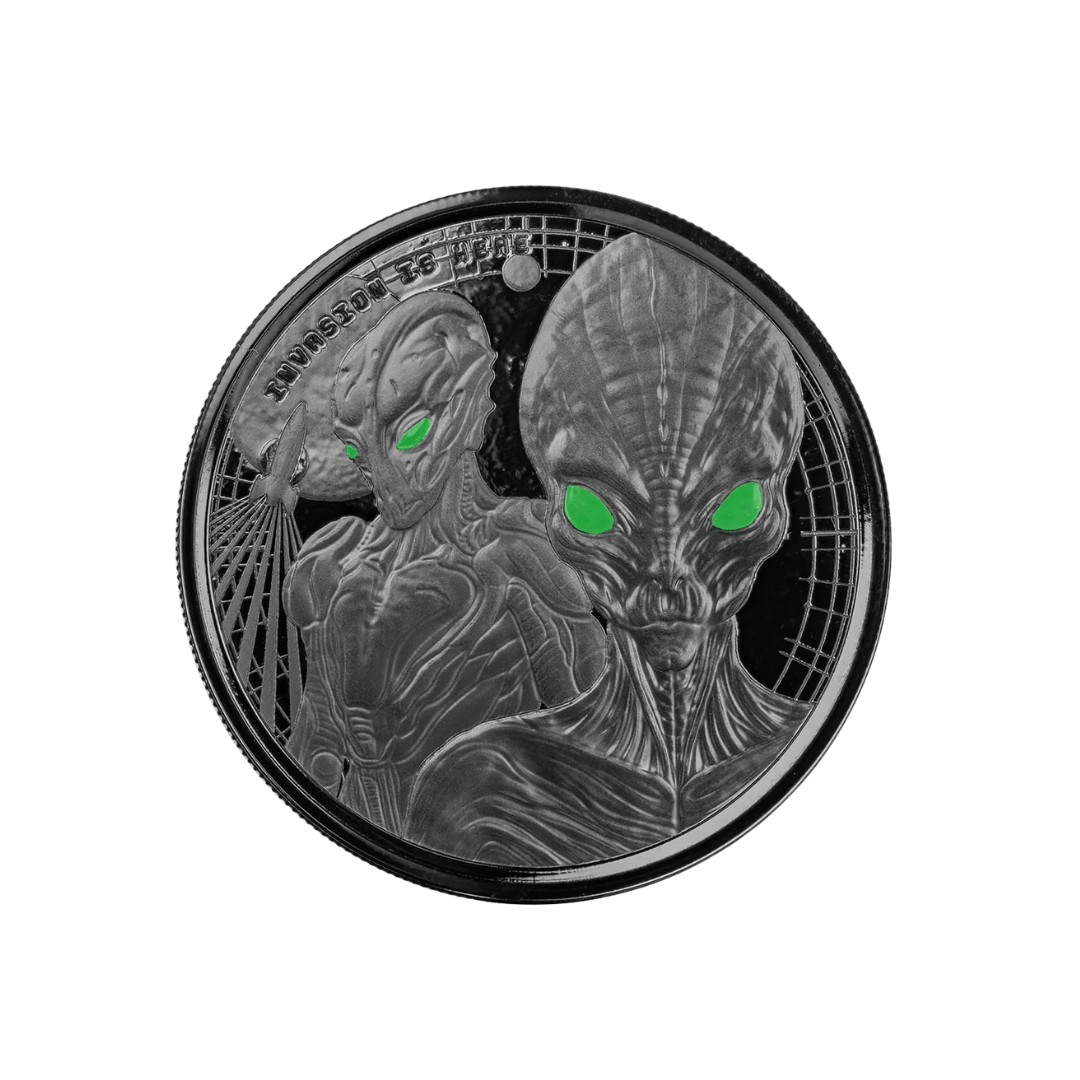 2023 Ghana Alien – Black Rhodium Plated / 3rd Edition – 1 oz .999 Silver – BU – Ghana (2023)
