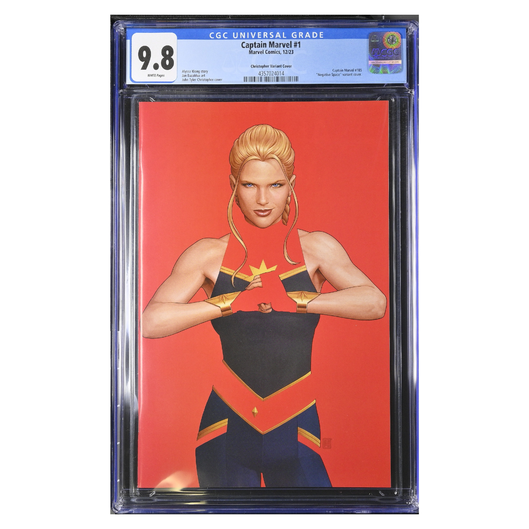 Captain Marvel #1 – Signed John Tyler Christopher Negative Space Virgin Variant – CGC 9.8 – 2023 (Marvel Comics)