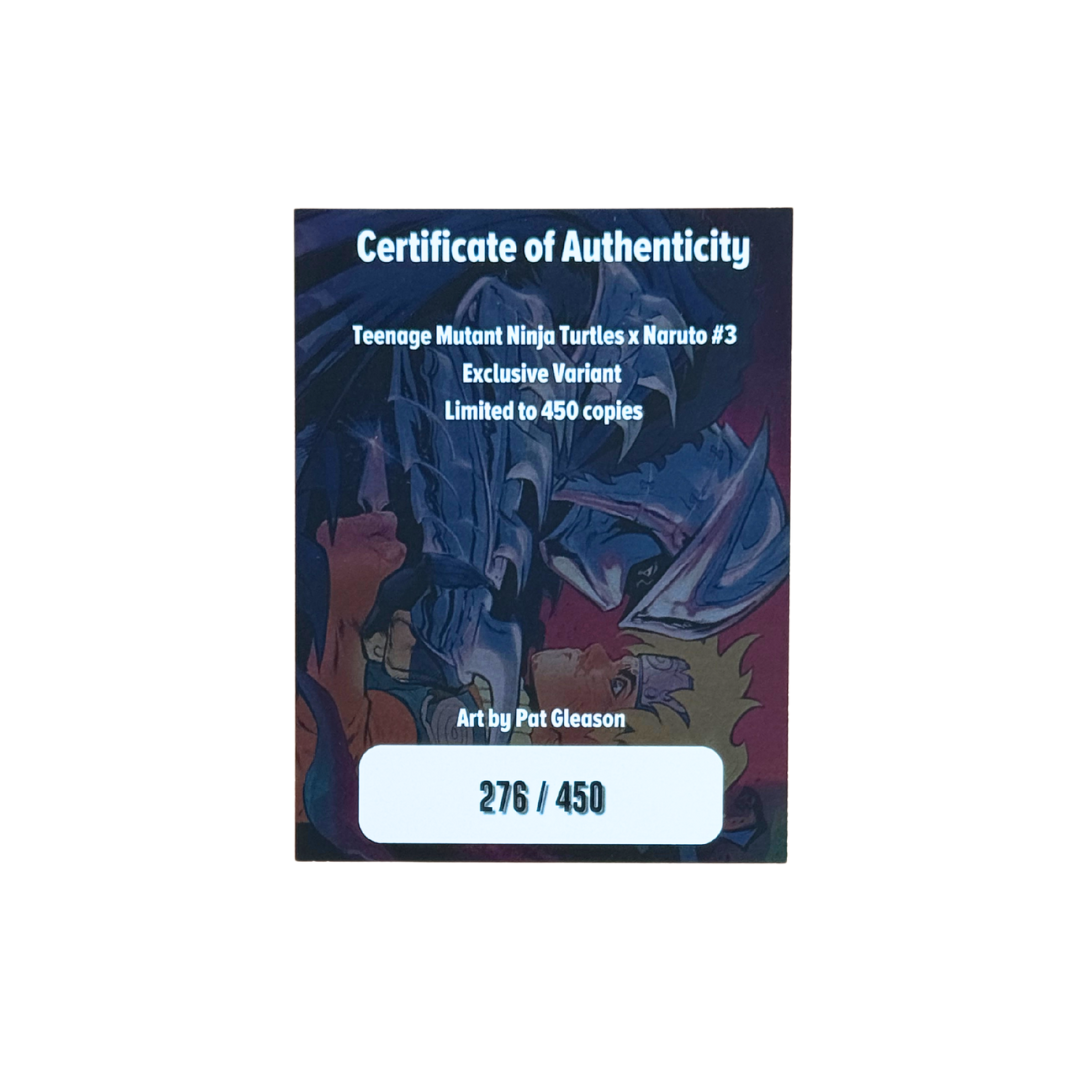 Teenage Mutant Ninja Turtles x Naruto #3 β Signed Pat Gleason Virgin Foil β 2025 C2E2 Exclusive β NM β Limited 500 (IDW)