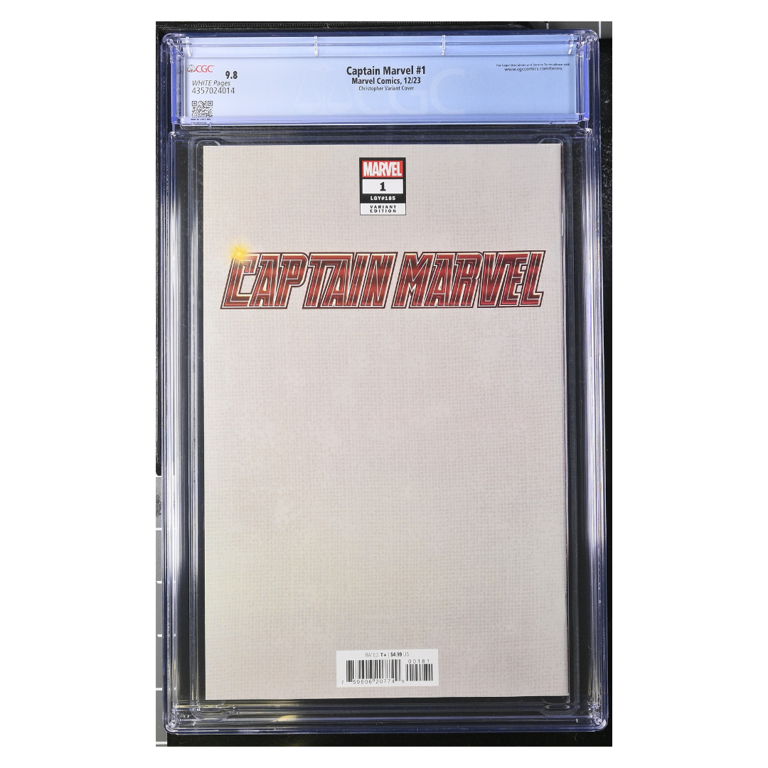 Captain Marvel #1 – Signed John Tyler Christopher Negative Space Virgin Variant – CGC 9.8 – 2023 (Marvel Comics)