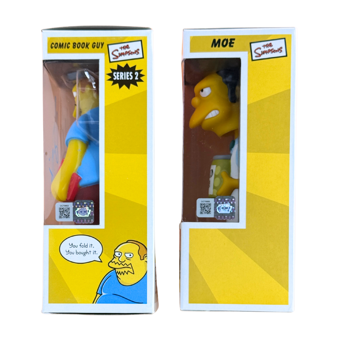 ChronoSet: Funko Wacky Wobbler – The Simpsons Moe & Comic Book Guy – Signed by Hank Azaria – NM