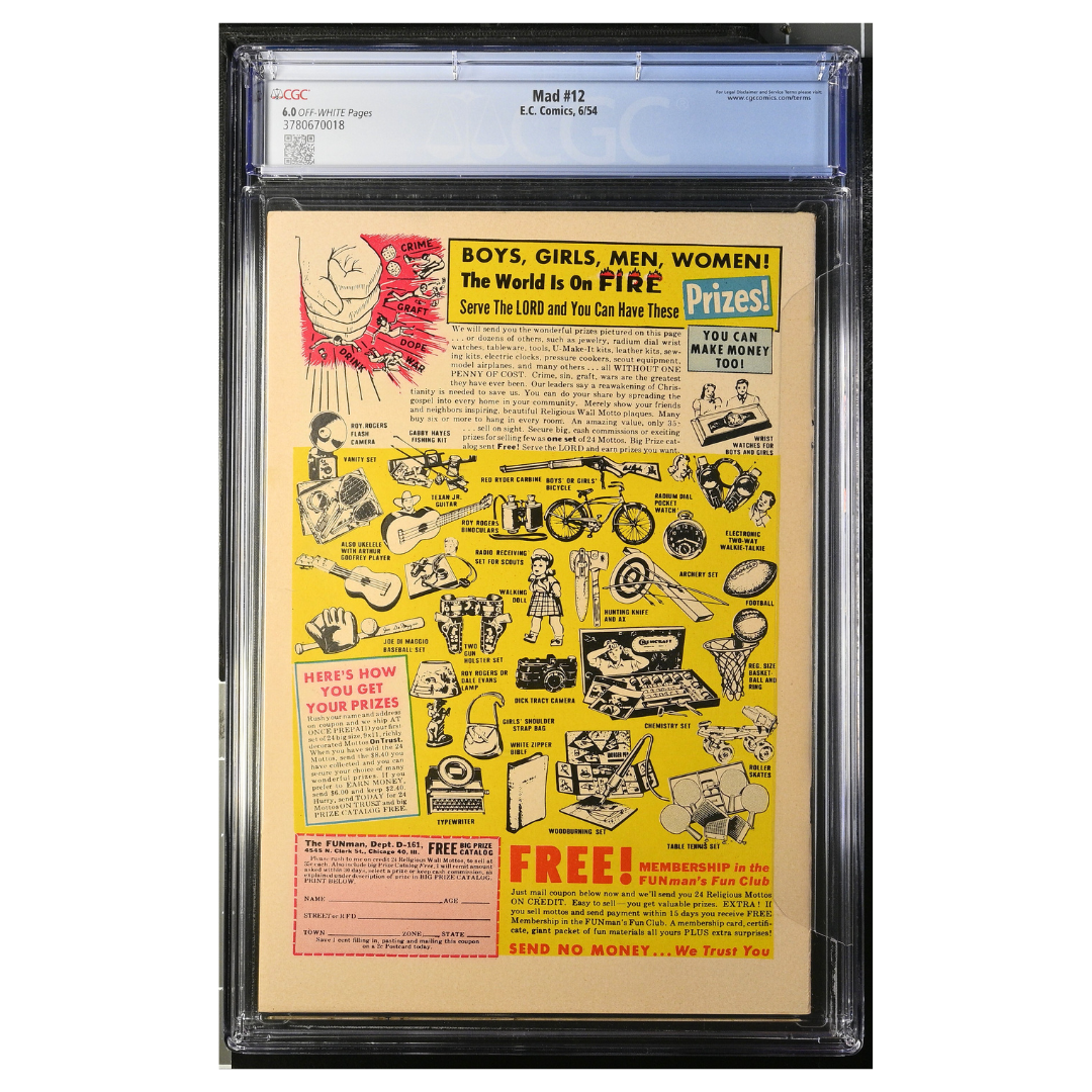 Mad #12 – Golden Age Parody Classic / Early EC Humor Gem – CGC 6.0 – 1954 (E.C. Comics)