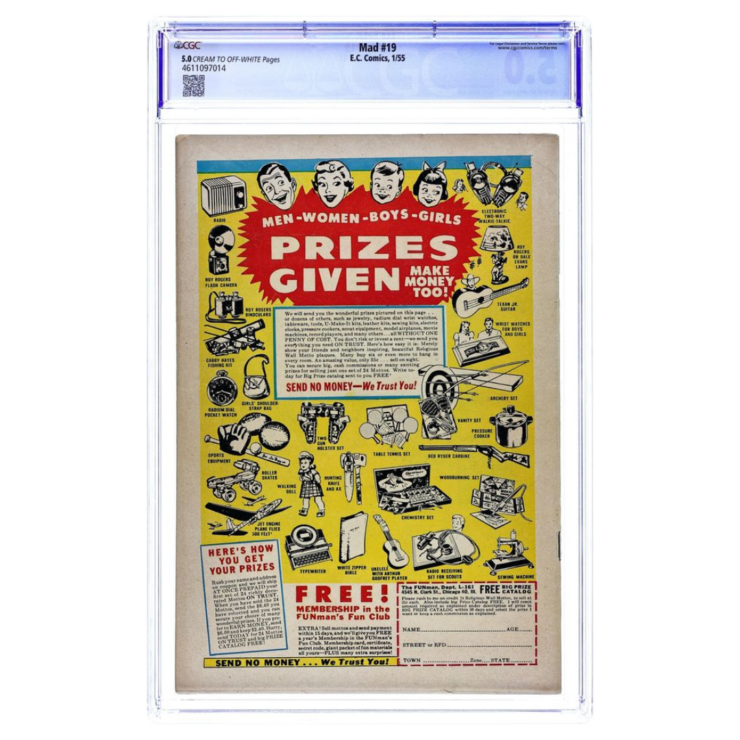 Mad #19 – “Mickey Rodent” & “The Caine Mutiny” Parodies – CGC 5.0 – 1955 (E.C. Comics)