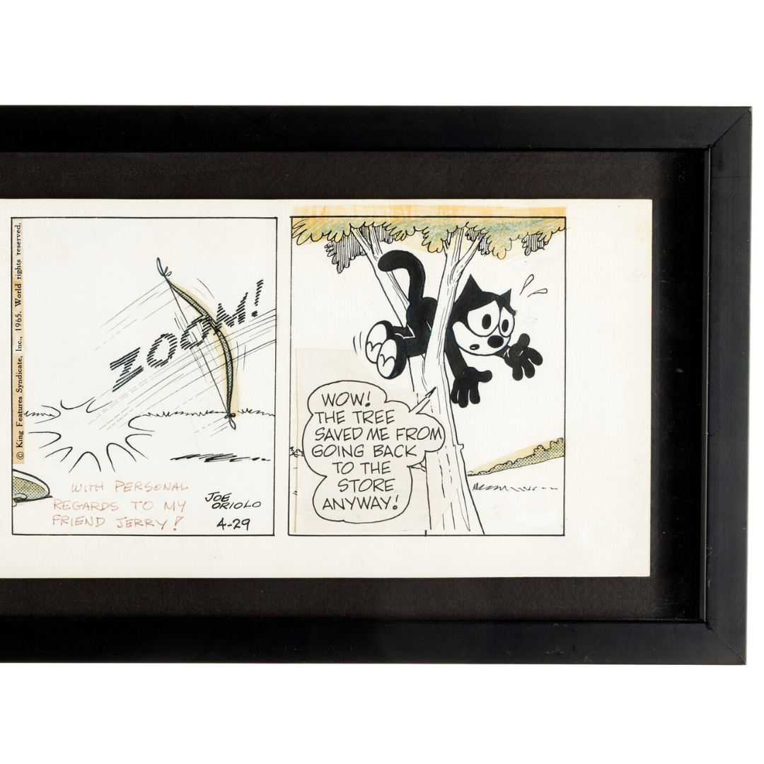 Felix the Cat Daily Comic Strip Original Art (4-29-1965) β Joe Oriolo Hand-Signed / Vintage Daily β VG β 1965 (King Features Syndicate)