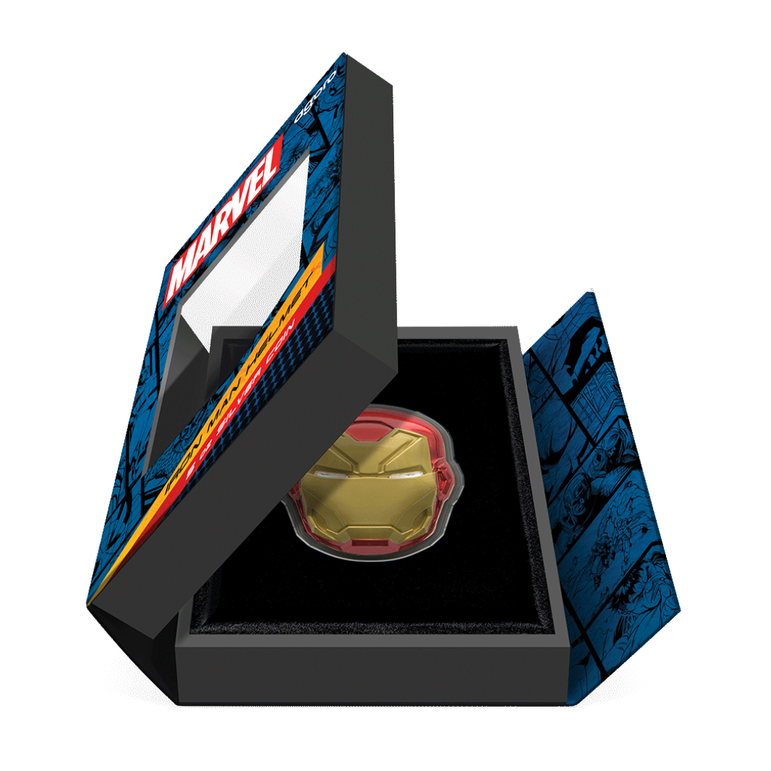 Marvel β Iron Man Helmet 5 oz Silver Collectible Coin β Ultra High Relief / Limited to 500 β Proof β 2024 (Niue)