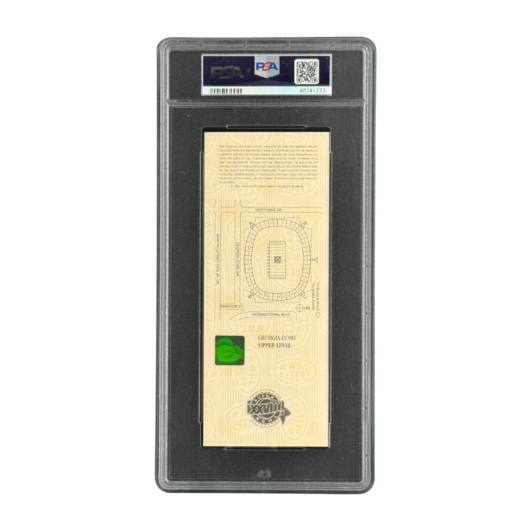 1994 Super Bowl XXVIII Full Ticket – Emmitt Smith Signed / PSA Authentic + Auto GEM MT 10 – 1994 (PSA/DNA)