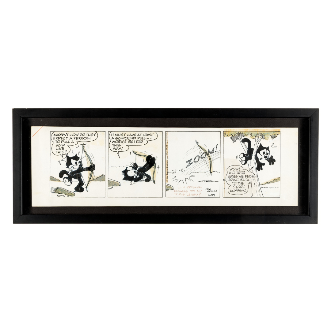 Felix the Cat Daily Comic Strip Original Art (4-29-1965) – Joe Oriolo Hand-Signed / Vintage Daily – VG – 1965 (King Features Syndicate)