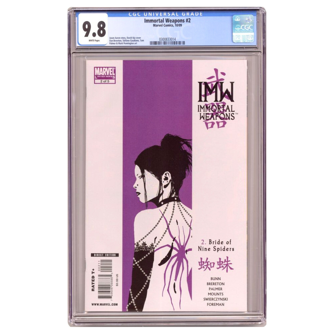 Immortal Weapons #2 – Bride of Nine Spiders / David Aja Cover – CGC 9.8 – 2009 (Marvel Comics)