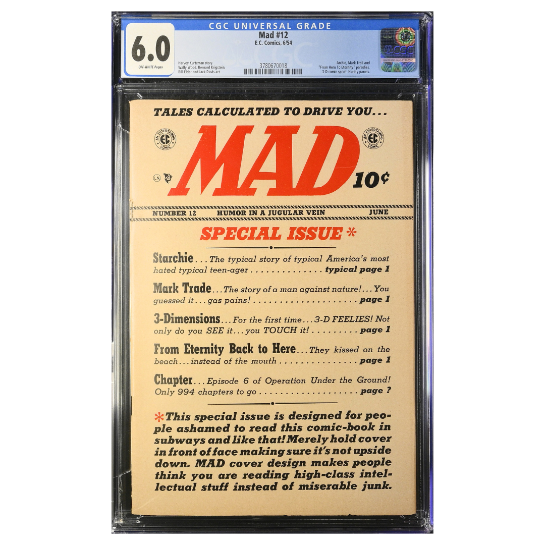 Mad #12 – Golden Age Parody Classic / Early EC Humor Gem – CGC 6.0 – 1954 (E.C. Comics)