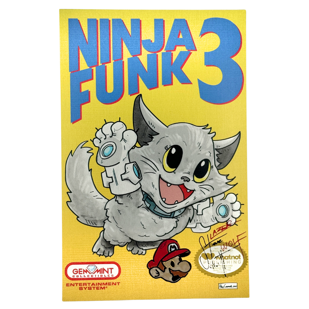Ninja Funk #3 β Metal Cover Super Mario 3 Homage β NM β Signed & Mario Sketch by Steve Schuitt (Whatnot Publishing, 2022)
