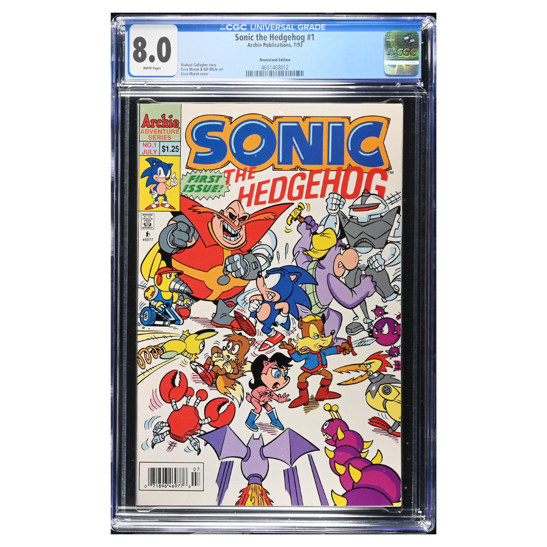 Sonic the Hedgehog #1 – Newsstand Edition / Early Archie Sonic Debut – CGC 8.0 – 1993 (Archie Publications)