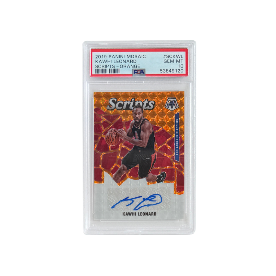 2019 Panini Mosaic Scripts – Kawhi Leonard (Scripts-Orange Auto) – PSA 10 – 2019 (Panini)