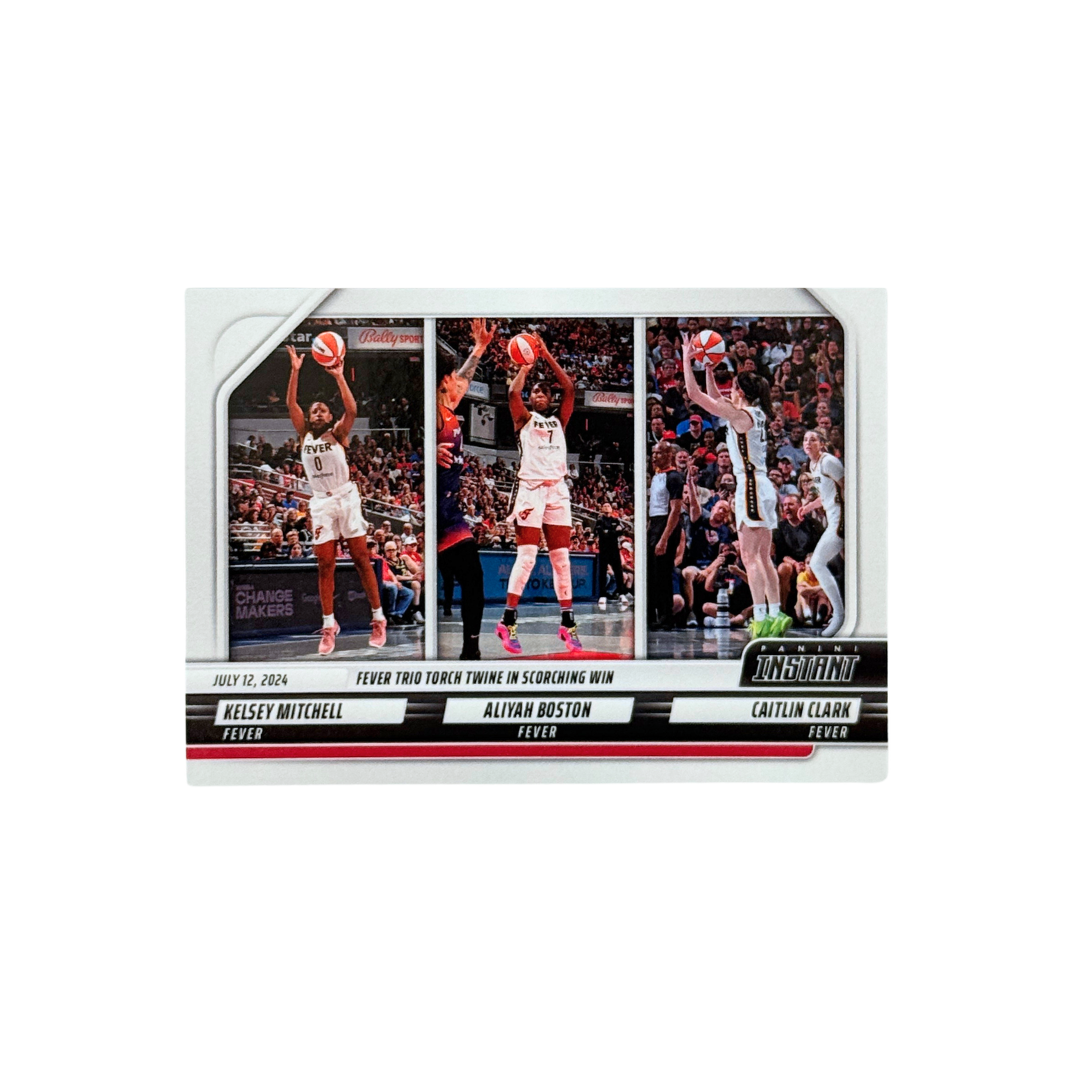 2024 Panini Instant #147 Caitlin Clark RC / Kelsey Mitchell / Aliyah Boston – Indiana Fever Trio – NM