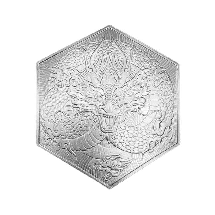 2024 Year of the Dragon – 10 oz .999 Fine Silver Hexagon Bar – Brand New