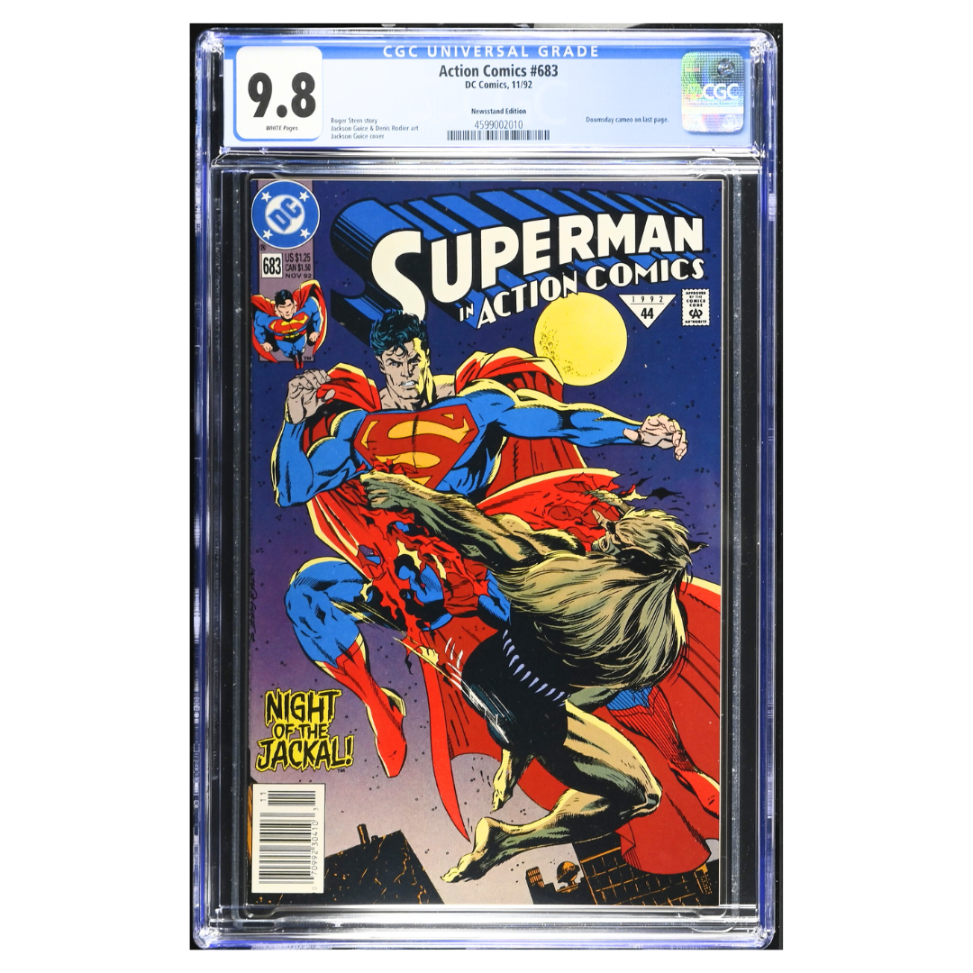 Action Comics #683 – Doomsday Cameo (Last Page) – CGC 9.8 – Newsstand – 1992 (DC Comics)