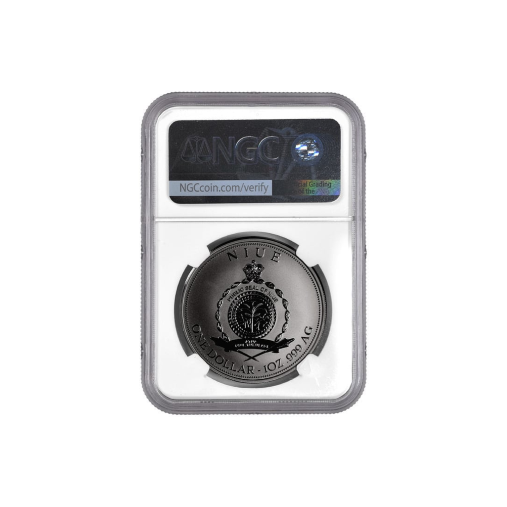 2025 Niue Russian Roulette 1 oz Silver Coin NGC PF 70 Bullet Label