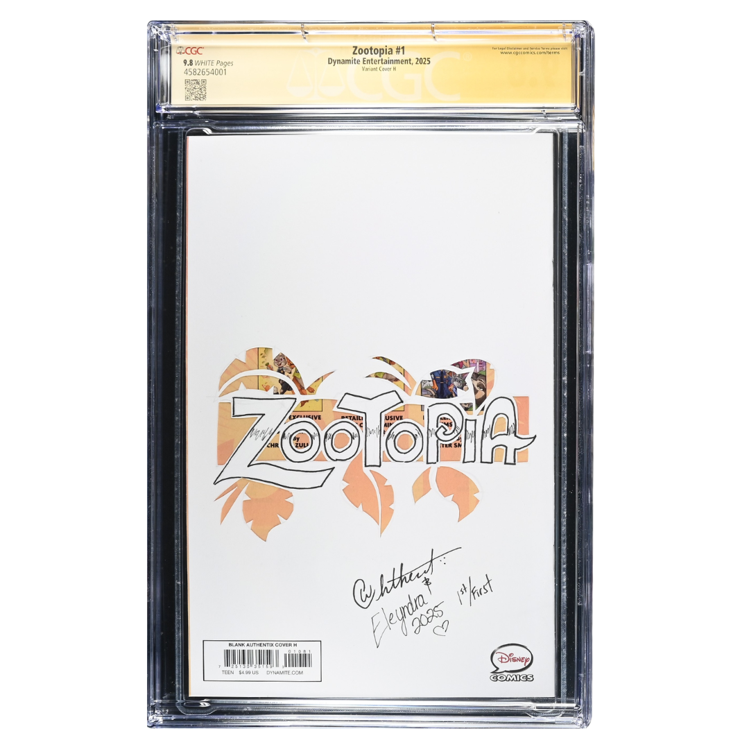 Zootopia #1 – CGC 9.8 – Signed, Sketched & Cut-Out Artwork by Eleyndra & Christopher Whitehead – 2025 (Dynamite)