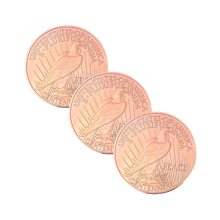 Copper Peace Dollar Round – 1 oz .999 Pure Copper – Set of 3 – Brand New