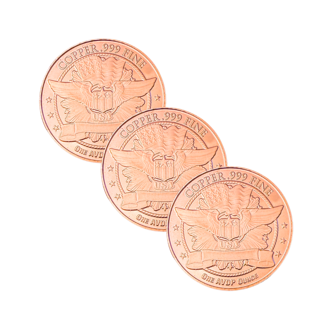 Copper American Icons Round Set – Statue of Liberty, Liberty & Morgan – 1 oz .999 Pure Copper – Set of 3 – Brand New