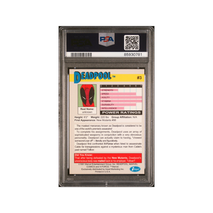1991 Impel X-Force Promo #3 Deadpool – PSA MINT 9 – Promo Card
