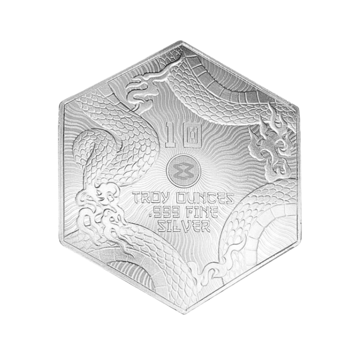 2024 Year of the Dragon – 10 oz .999 Fine Silver Hexagon Bar – Brand New
