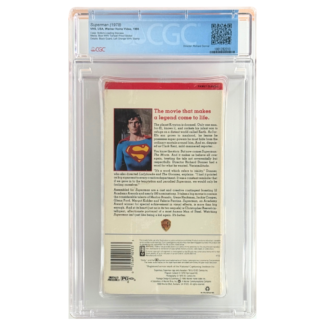 Superman: The Movie (VHS) – Warner Home Video Slipcase / Sealed – A+ 9.0 – 1986 (USA Release)