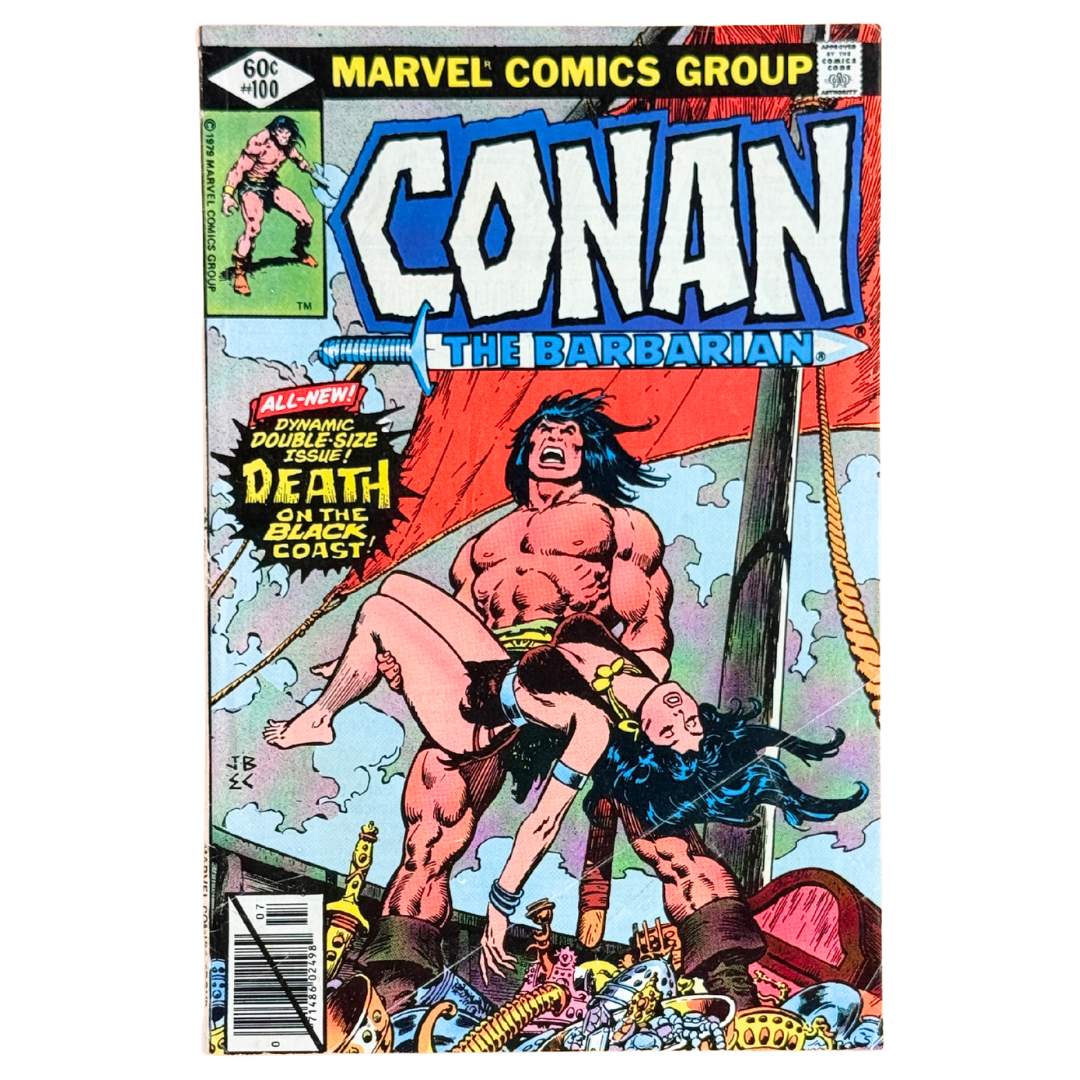 Conan the Barbarian #100 – Death on the Black Coast / Giant Anniversary Issue – FN – 1979 (Marvel, Direct Edition)