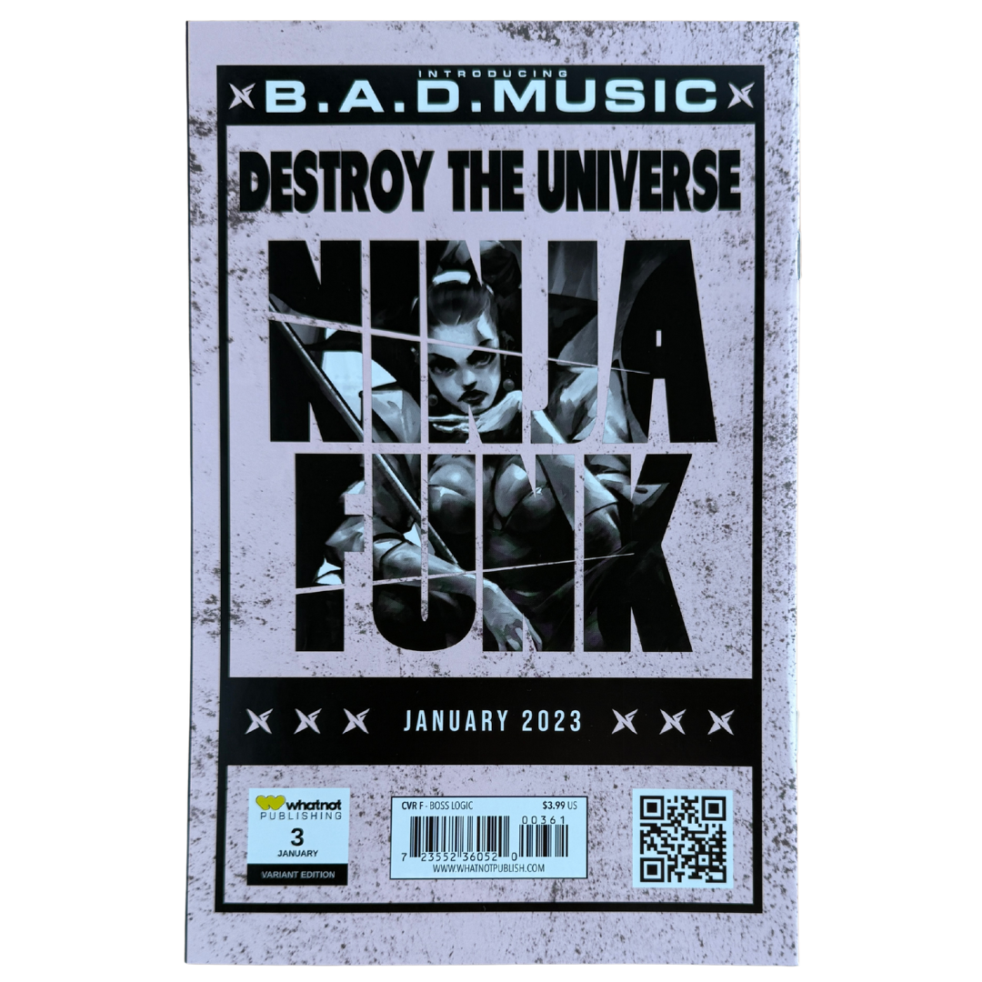 Ninja Funk #3 – BossLogic 1:100 Variant – Double Signed & “Jason Mask Cat” Sketched by Steve Schuitt – NM (2023, Whatnot Publishing)