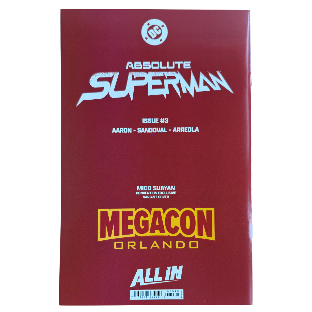 Absolute Superman #3 – Signed Mico Suayan Virgin Color Splash / 2025 MegaCon Exclusive (Ltd. 1000) – NM – 2025 (DC Comics)