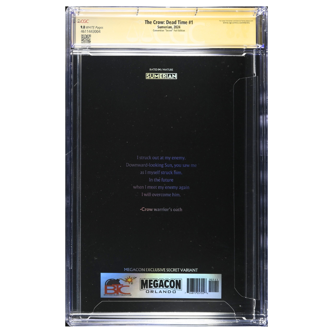 The Crow: Dead Time #1 – Dual Signed & Crow Sketch by Mico Suayan / Akira Homage Rainbow Foil (MegaCon 2025, Ltd 10) – CGC 9.8 SS – 2024 (Sumerian Comics)