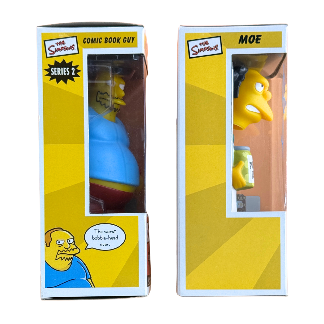 ChronoSet: Funko Wacky Wobbler – The Simpsons Moe & Comic Book Guy – Signed by Hank Azaria – NM