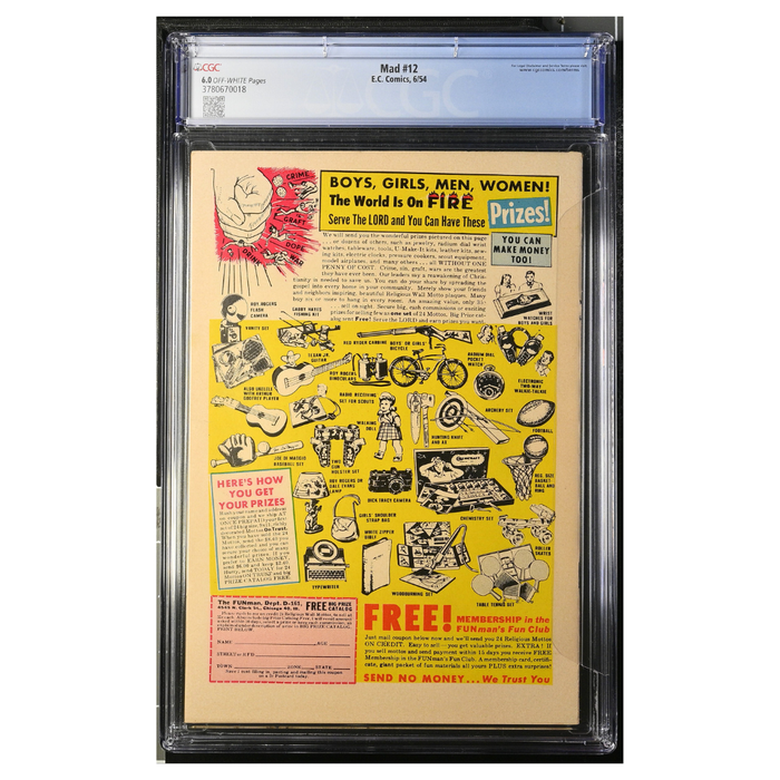 Mad #12 – Golden Age Parody Classic / Early EC Humor Gem – CGC 6.0 – 1954 (E.C. Comics)