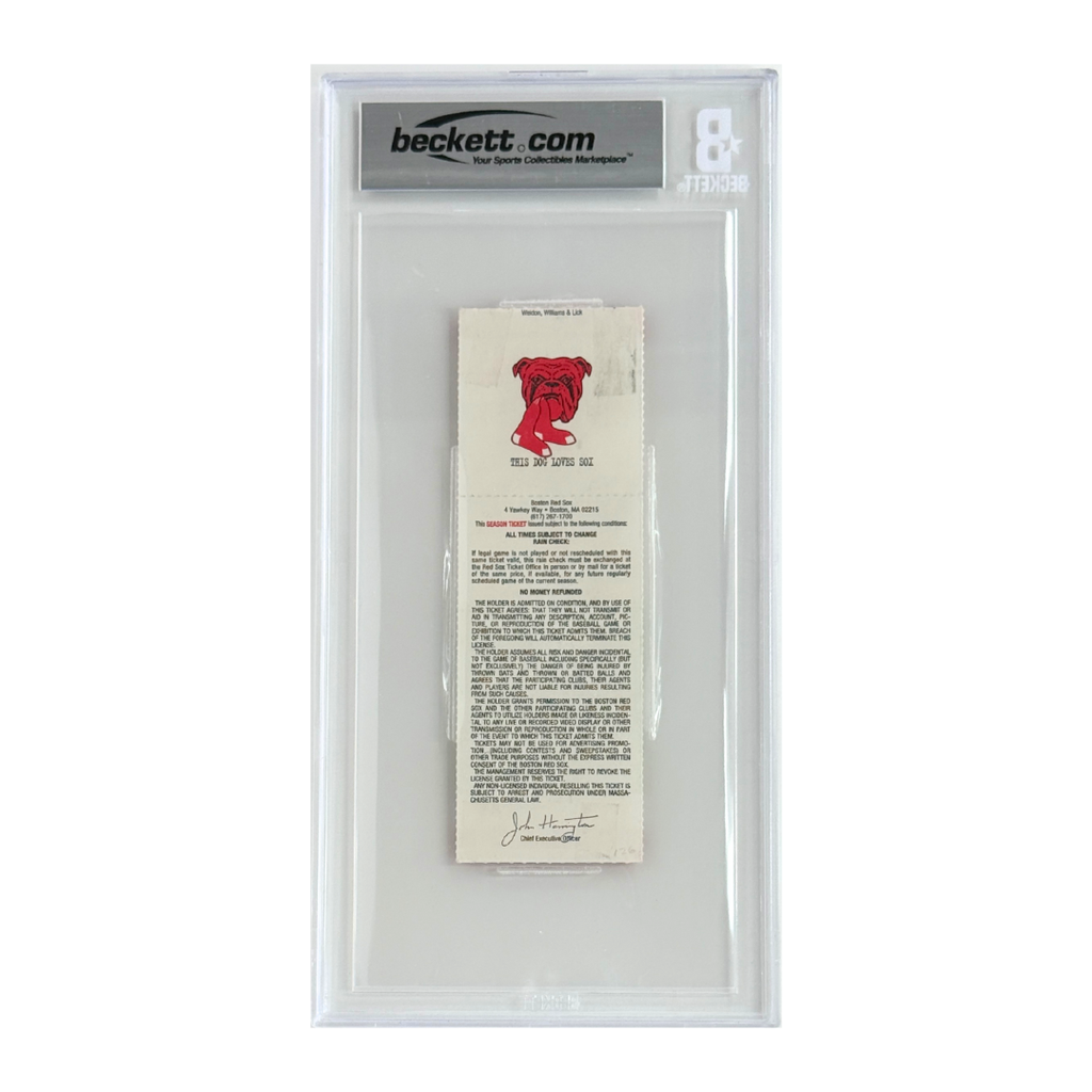 Boston Red Sox – Sept. 28, 1996 Game Ticket / Roger Clemens Autograph – BAS 6.0 (Auto 9) – 1996 (Fenway Park)