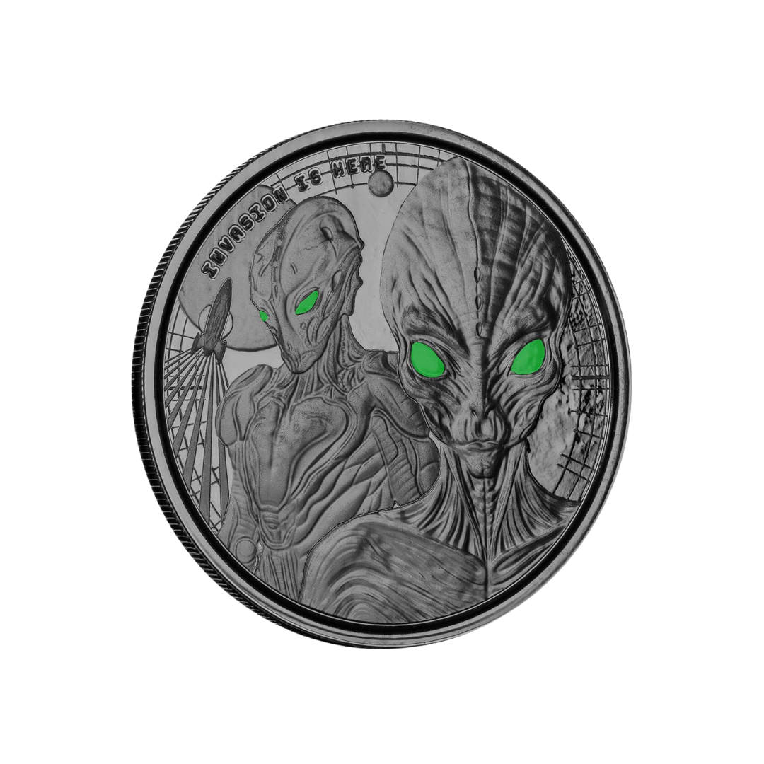 2023 Ghana Alien – Black Rhodium Plated / 3rd Edition – 1 oz .999 Silver – BU – Ghana (2023)