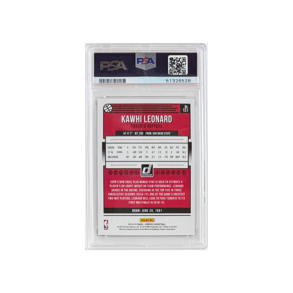 2018 Panini Donruss #121 Kawhi Leonard – Press Proof Blue Laser / Limited to 49 – PSA 10 – 2018 (Panini)