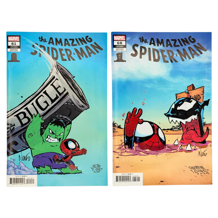 ChronoSet: Skottie Young x Eddie Nunez – Spidey’s 8 Deaths – Hulk & Venom Sketch Set – COAs Included – NM