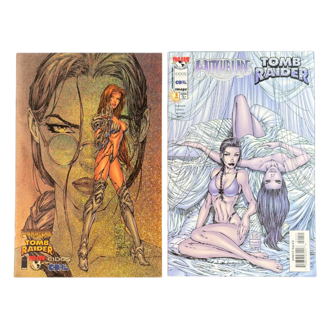 ChronoSet: Witchblade / Tomb Raider #1 – Gold Prism Glitter & Turner Cover – VF/NM – 1998 (Image)