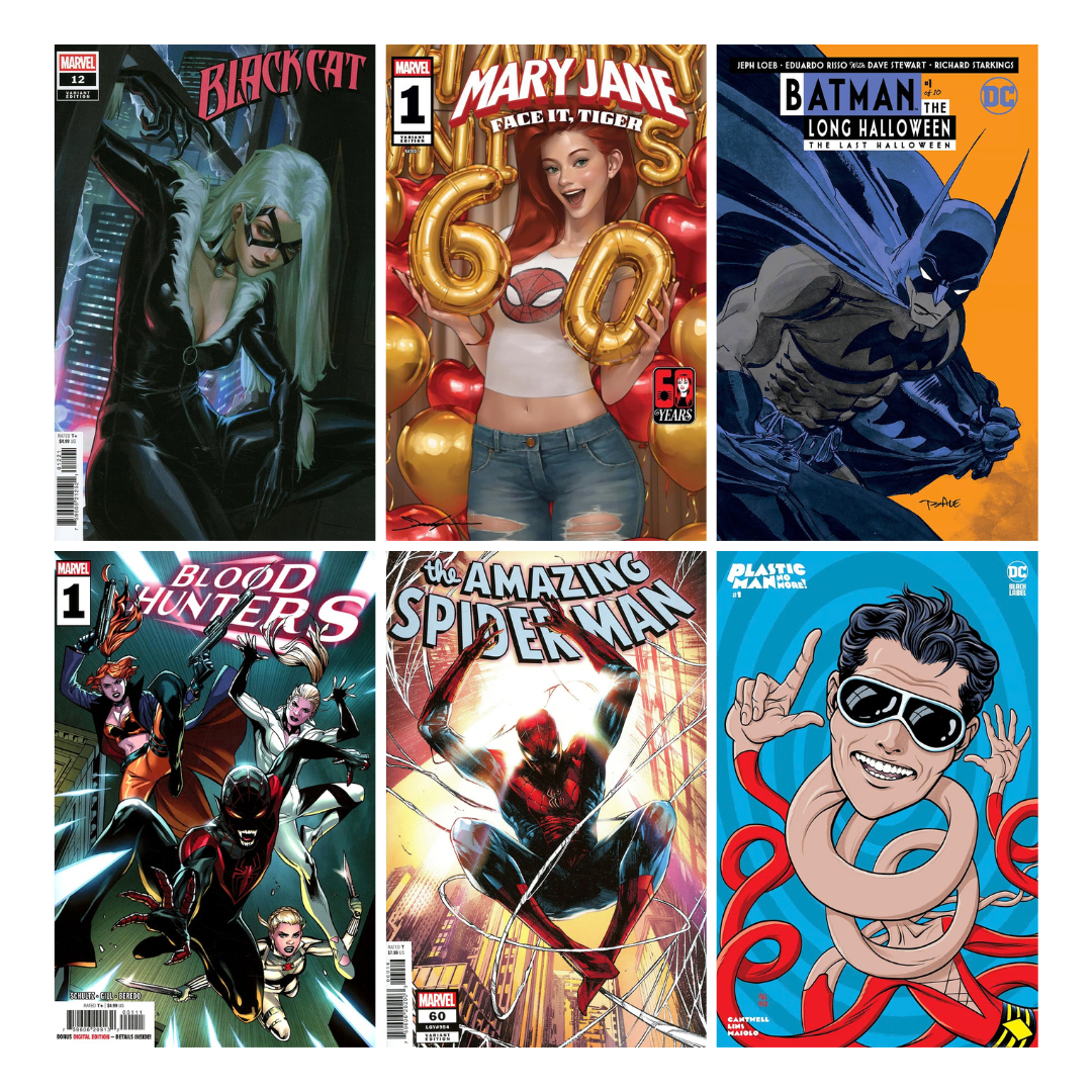 Black Cat, Mary Jane, Batman, Blood Hunters, Spider-Man, Plastic Man - Comic Lot of 6