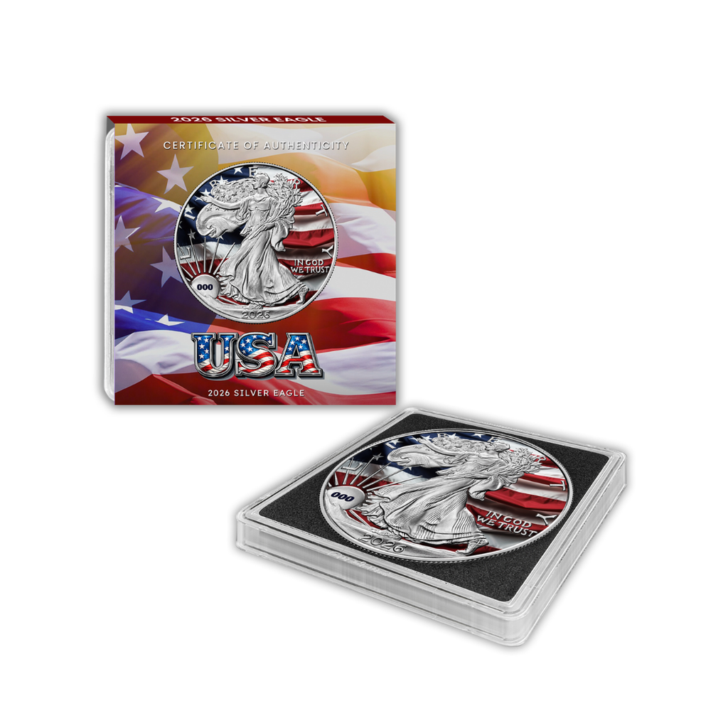2026 U.S. Silver Eagle - USA Flag Edition 1 oz .999 Silver Coin