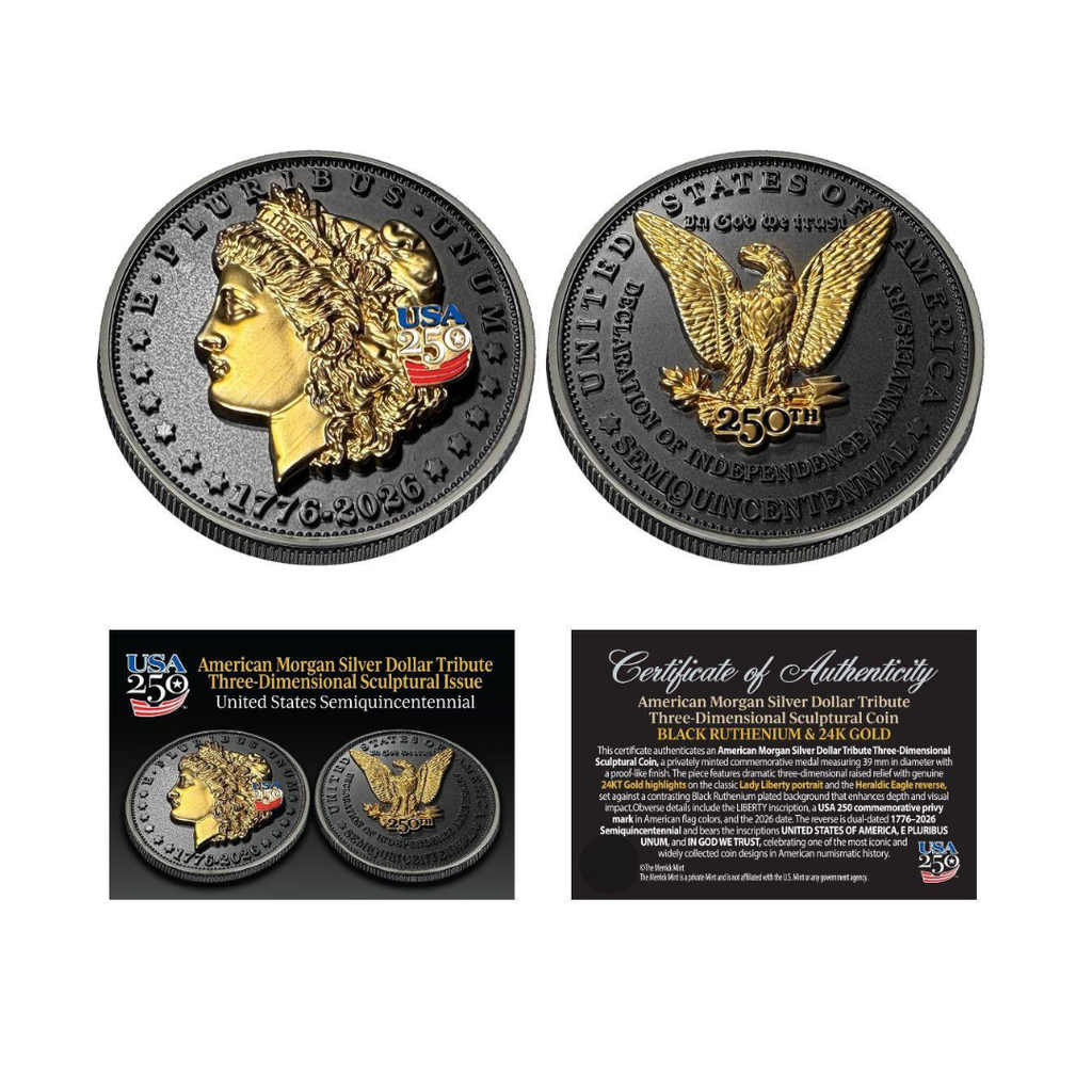 1776-2026 Morgan Dollar Tribute - Black Ruthenium & 24k Gold Highlights
