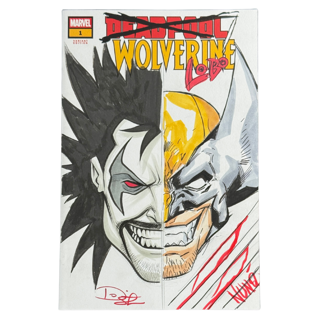 Deadpool Wolverine #1 – Dual Sketch On Blank Cover / Lobo & Wolverine Art – NM – 2025 (Marvel Comics)