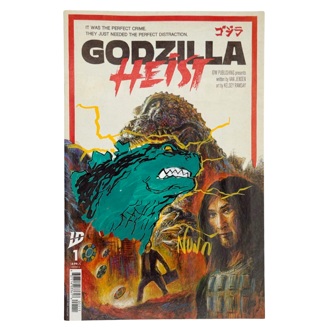 Godzilla: Heist #1 – NM – Cover A by Bob Eggleton – Signed & Godzilla Sketch by Eddie Nunez (IDW, 2025)