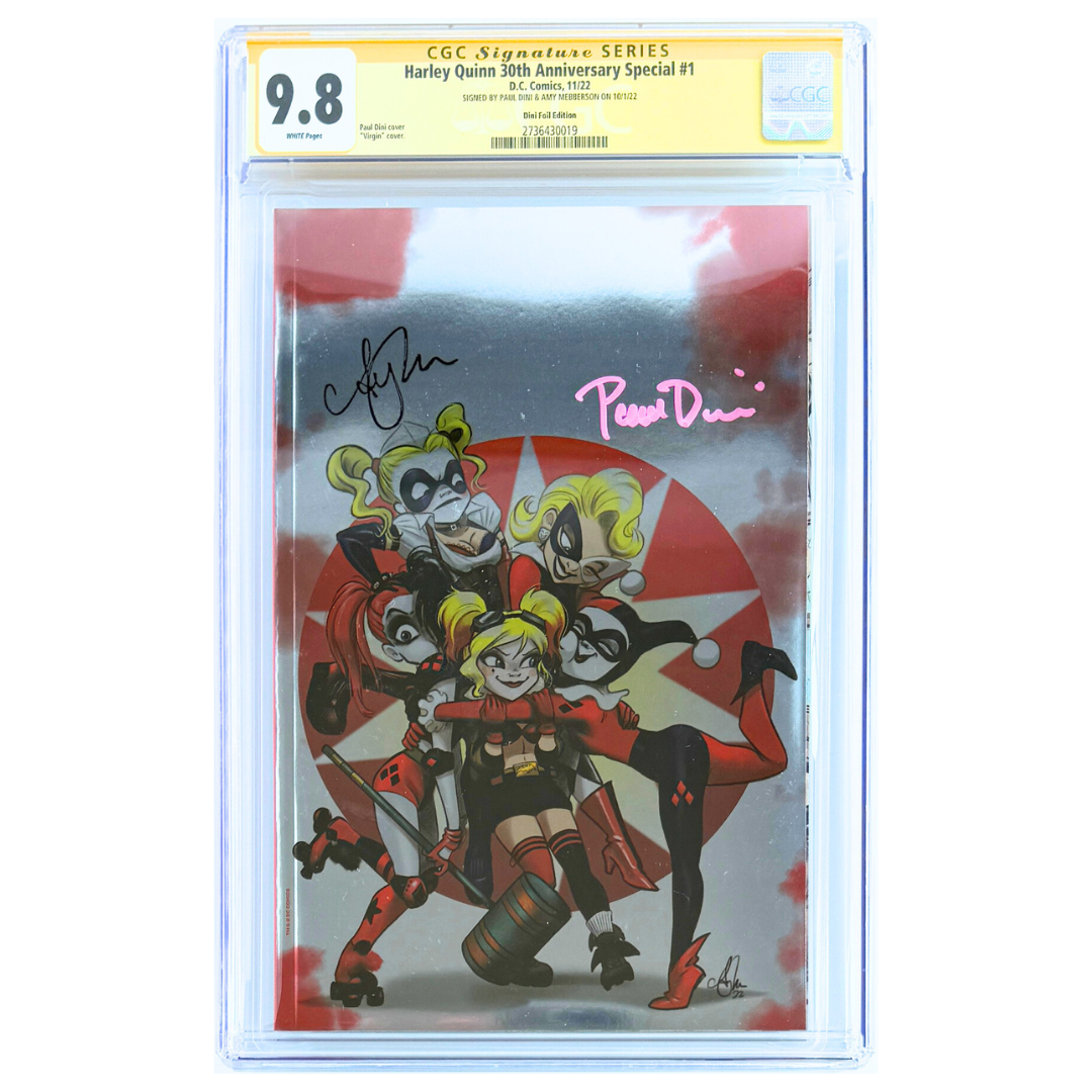Harley Quinn 30th Anniversary Special #1 – Signed Paul Dini & Amy Mebberson - Paul Dini Virgin Foil Variant – CGC SS 9.8 – 2022 (DC)
