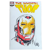 Immortal Thor #1 – Eddie Nuñez Iron Man Sketch w/COA – NM – 2023 (Marvel Comics)