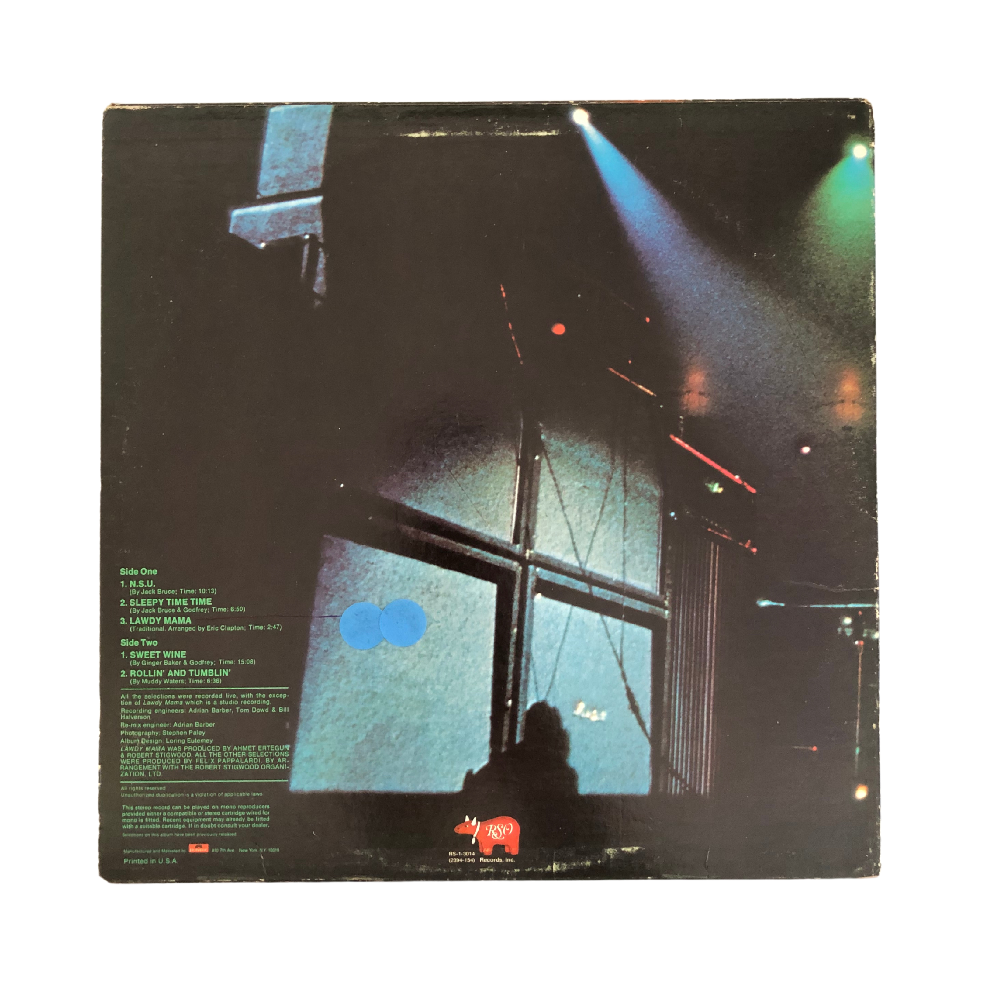 Live Cream Rare 'Not for Sale Promotional Copy' RSO 1977 - Vinyl LP - Used (Collectible)