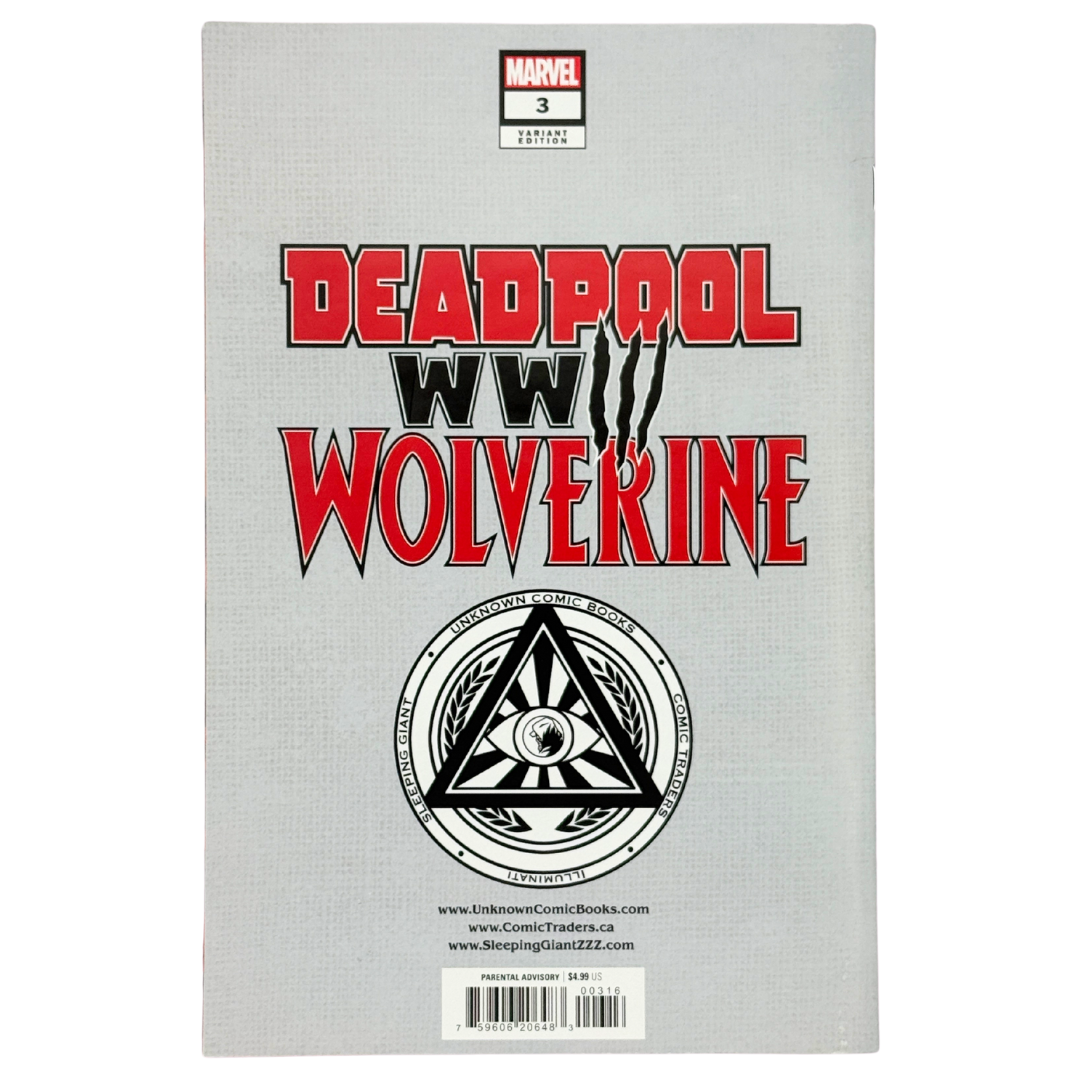 Deadpool & Wolverine: WWIII #3 (2024 Marvel) – Unknown Comics Tyler Kirkham Exclusive Variant – Signed by Tyler Kirkham w/ COA – Brand New NM