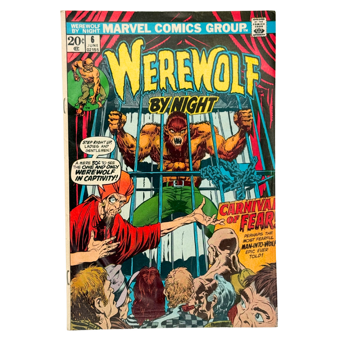 Werewolf by Night (1972 1st Series) #6 – FN- (5.5) – "Carnival of Fear!" – (1973 Marvel Comics) – Horror Classic!