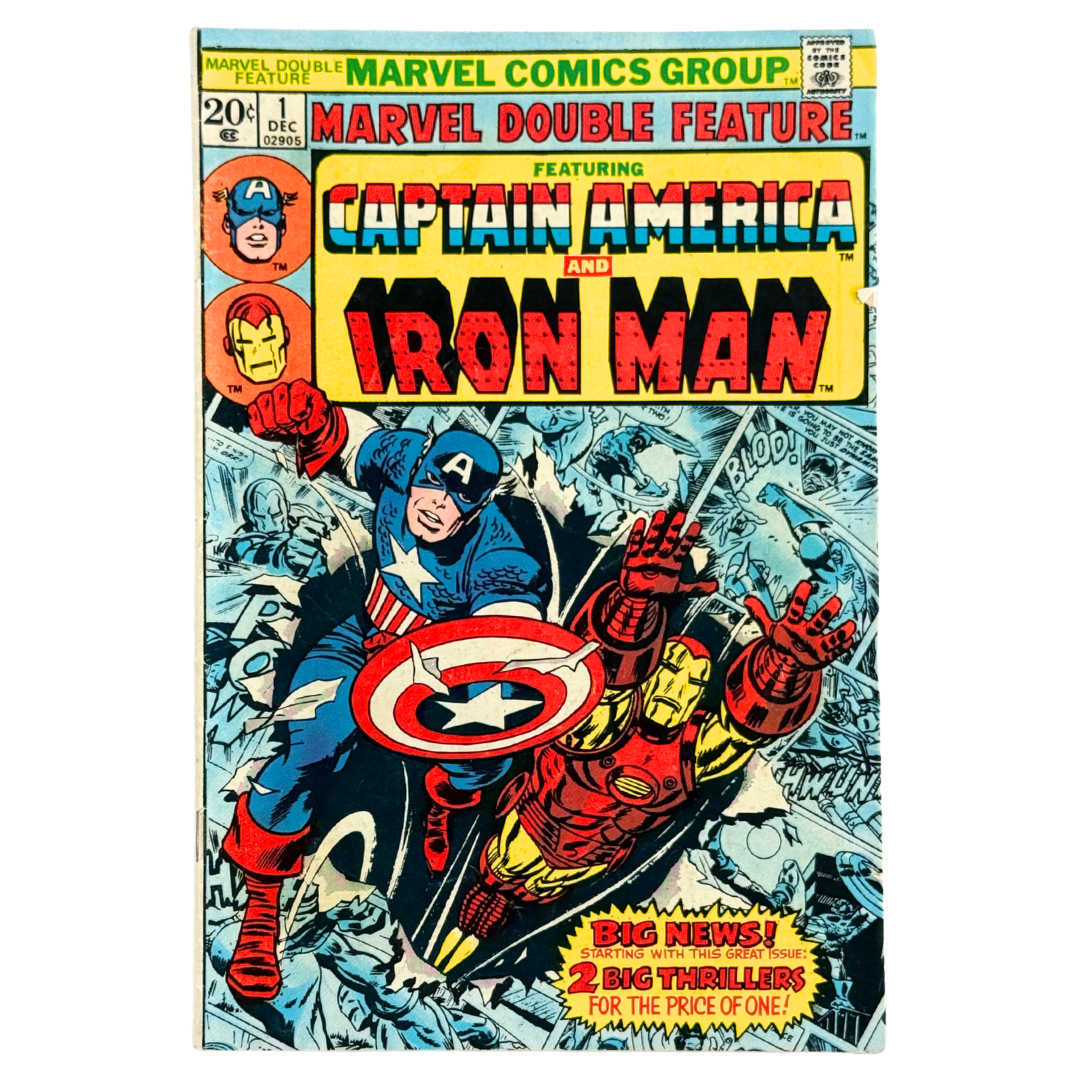 Marvel Double Feature #1 – Captain America & Iron Man Premiere Issue – FN – 1973 (Marvel Comics)