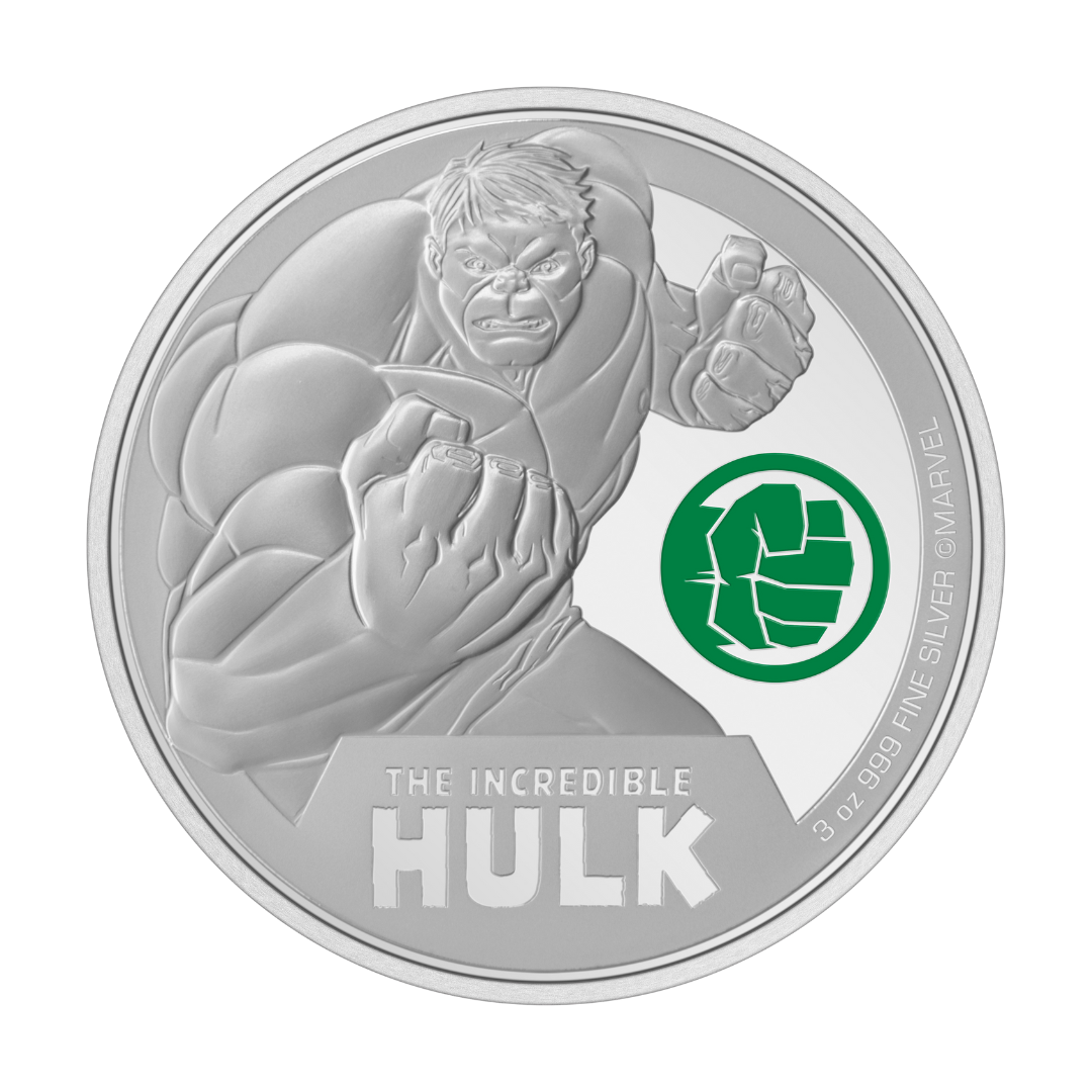 Marvel: The Incredible Hulk – 3 oz Pure Silver Collectible Coin – Limited Mintage (1,000 Worldwide) – 2024 (Niue)